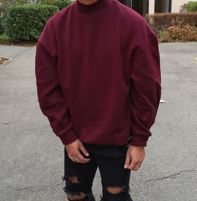 Street-Wave Men's Oversized Pullover With Stand Collar And Soft Fleece Lining For Cozy Everyday Comfort