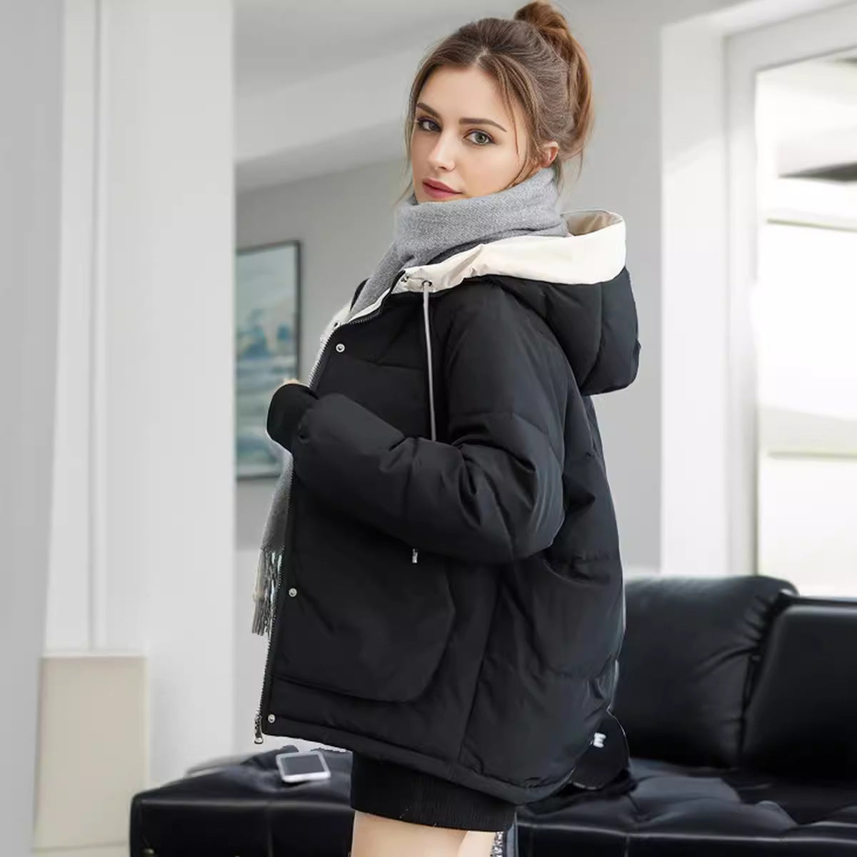 Streetwave Women's Puffer Jacket With Detachable Hood For Cozy All Season Comfort