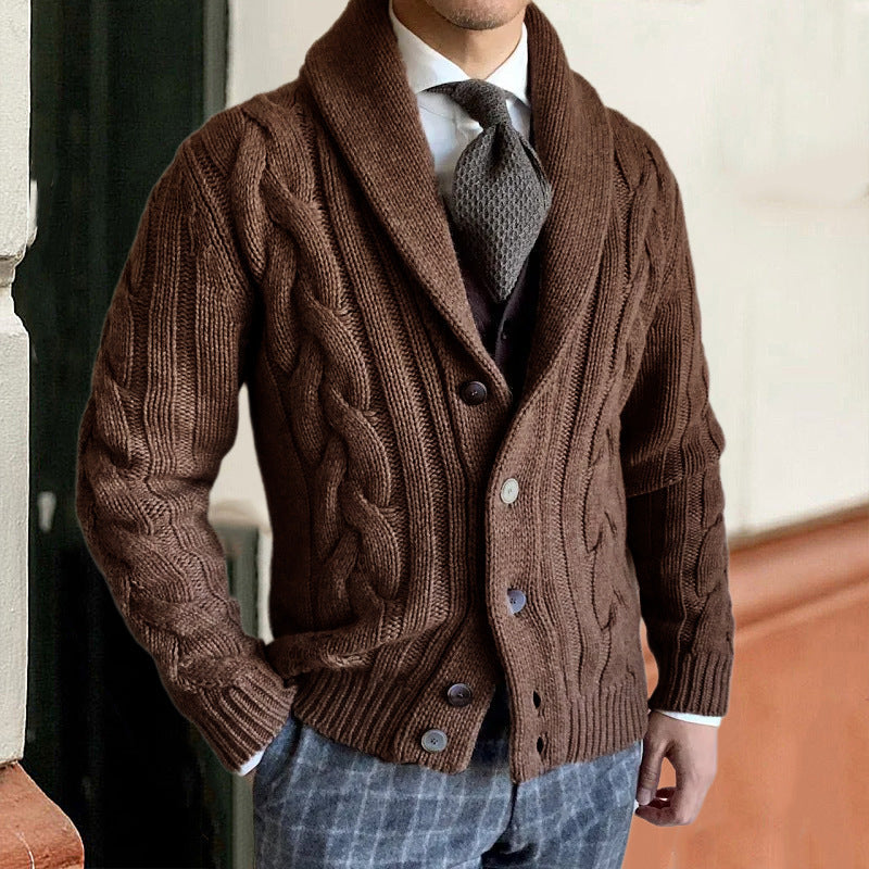 Streetwave Mens Cable Knit Cardigan With Modern Pattern Premium Soft Wool For Stylish Men