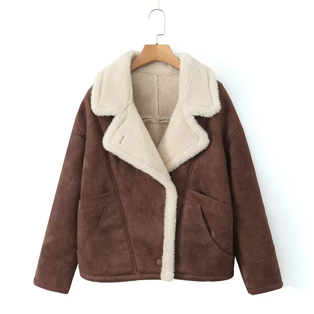 Street-Wave Women's Teddy Jacket Cozy Soft Warm Plush with Premium Lining for Chic Winter Comfort