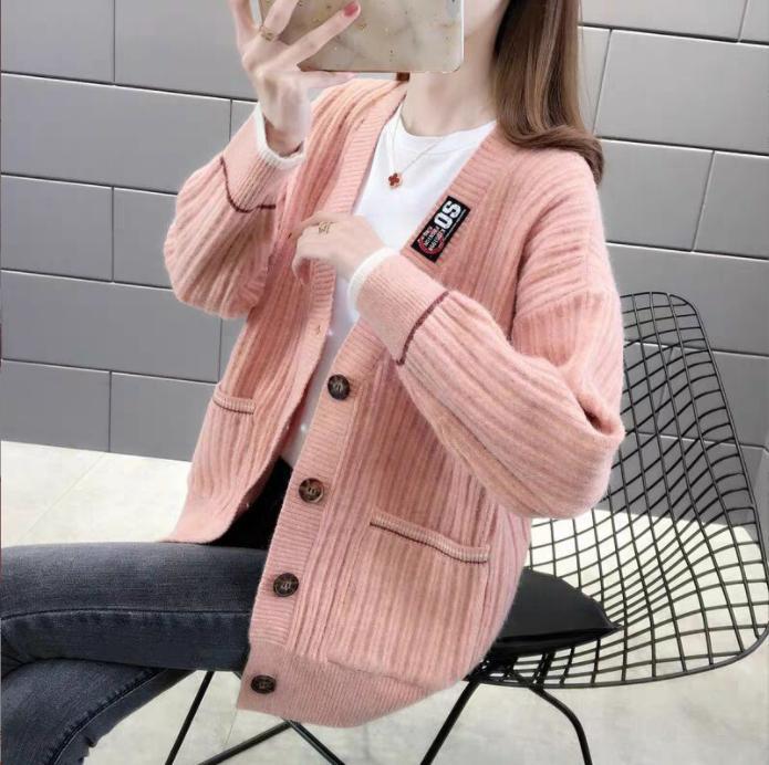 Street-wave Women's Cardigan With Structured Rib Knit And Practical Pockets For Cozy Everyday Style