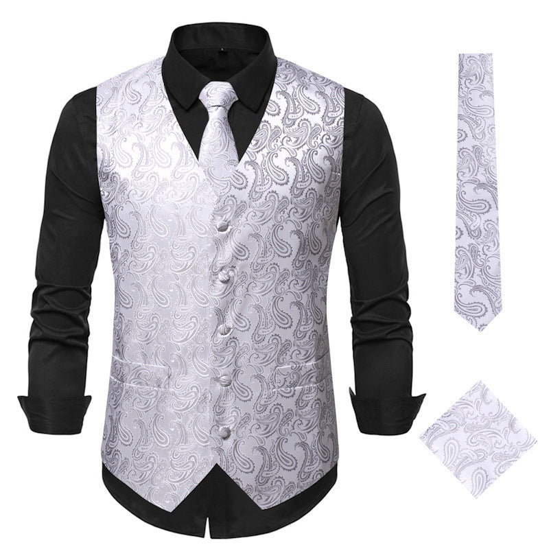 Streetwave Paisley Waistcoat For Men With Matching Tie And Pocket Square Elegant Formal Vest