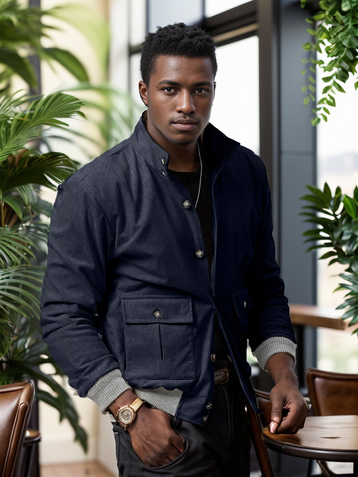 Street-wave Mens Utility Jacket With Practical Pockets For Stylish Everyday Style And Comfort