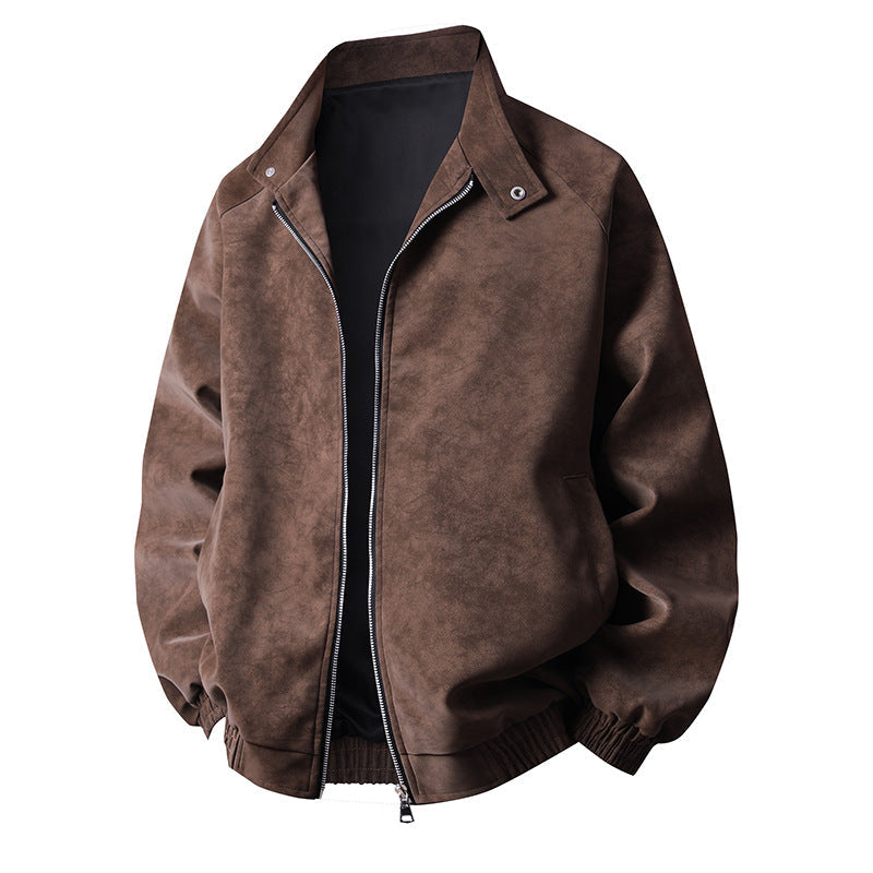 Street-wave Men's Faux Leather Jacket With Modern Design And Elastic Cuffs For Stylish Everyday Urban Style