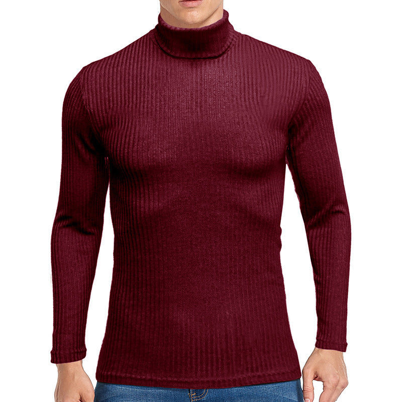 Street-wave Mens Fine Turtleneck Sweater in Premium Structured Knit Slim Fit for Cool Weather