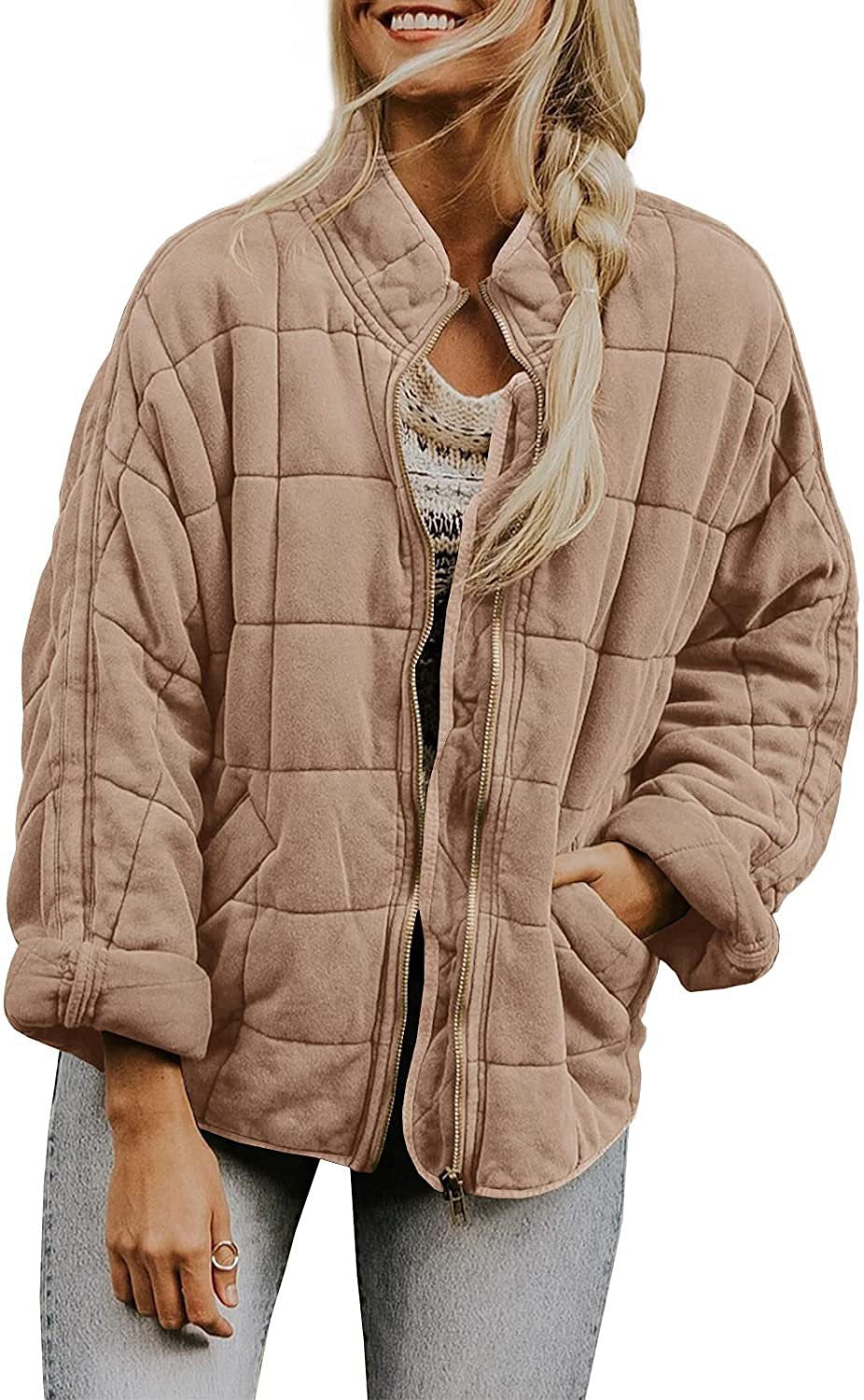 Quilted Jacket For Women Street-wave Warmth And Practical Pockets With High Collar
