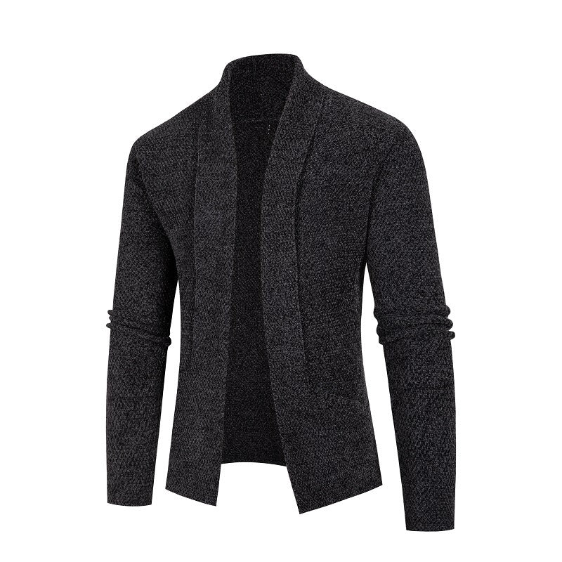 Street-Wave Men's Shawl Collar Cardigan With Textured Knit Pattern For Modern Style And Cozy Comfort