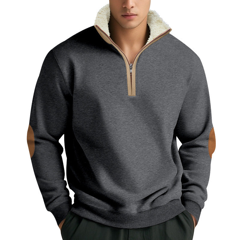 Men's Fleece Pullover Street-Wave With Stand Collar And Contrast Details For Style-Minded Men