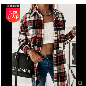 Street-Wave Women's Plaid Shirt Jacket Soft Comfortable Fabric Versatile Chic Everyday Fashion