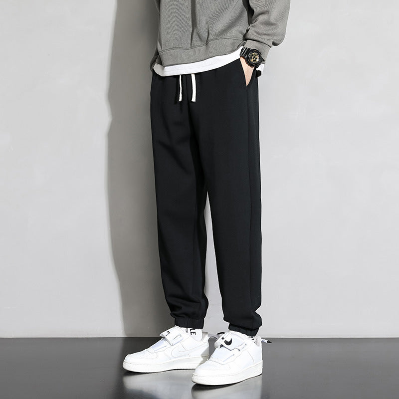 Street-wave Men's Sweatpants With Elastic Waistband And Side Pockets For All Day Comfort