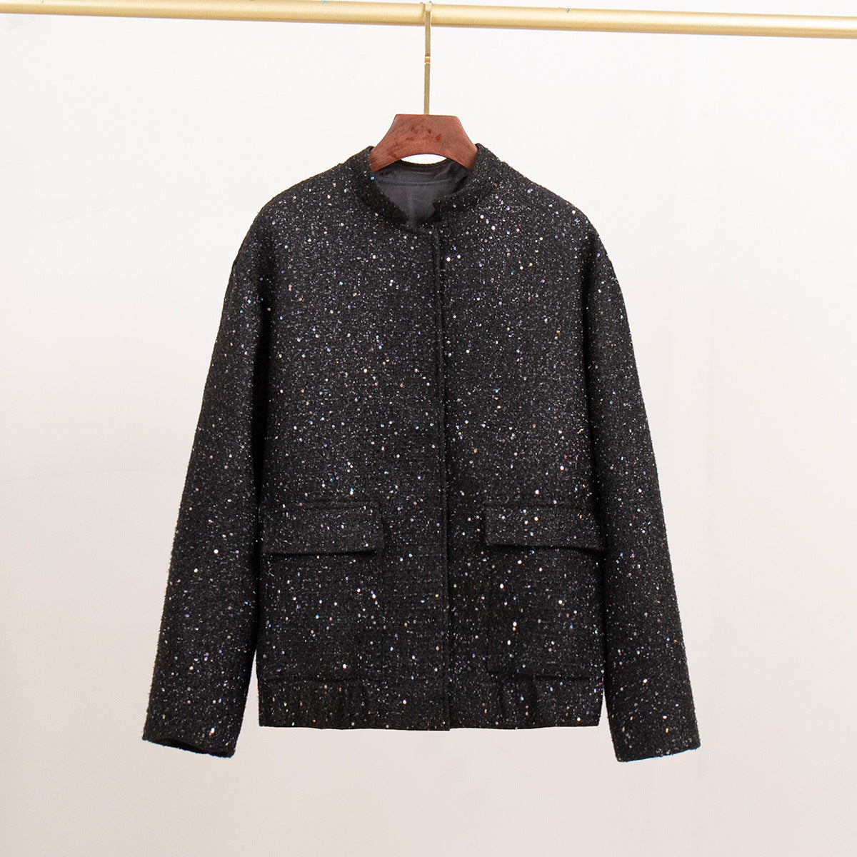 Glitter Jacket For Women By Street-wave With Practical Pockets And Elastic Hem For Sparkling Everyday Style