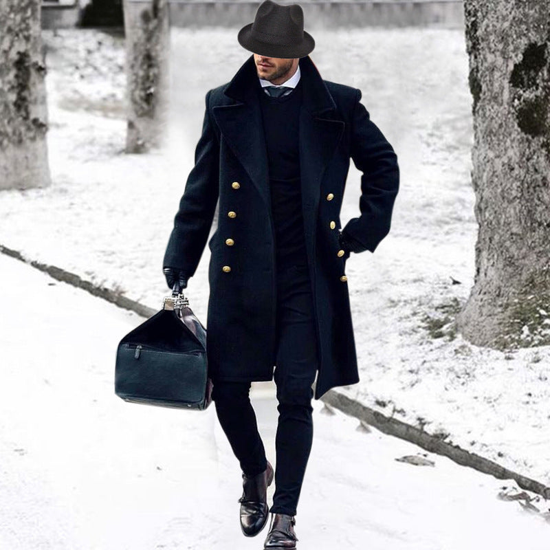 Street-Wave Men's Elegant Tailored Overcoat Warmth For Cold Season Professionals