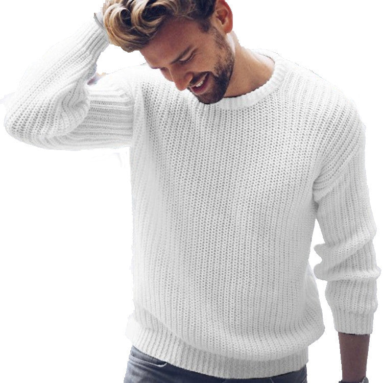 Street-wave Men's Trendy Knit Sweater With Airy Texture And Modern Crew Neck For Everyday Style And Comfort