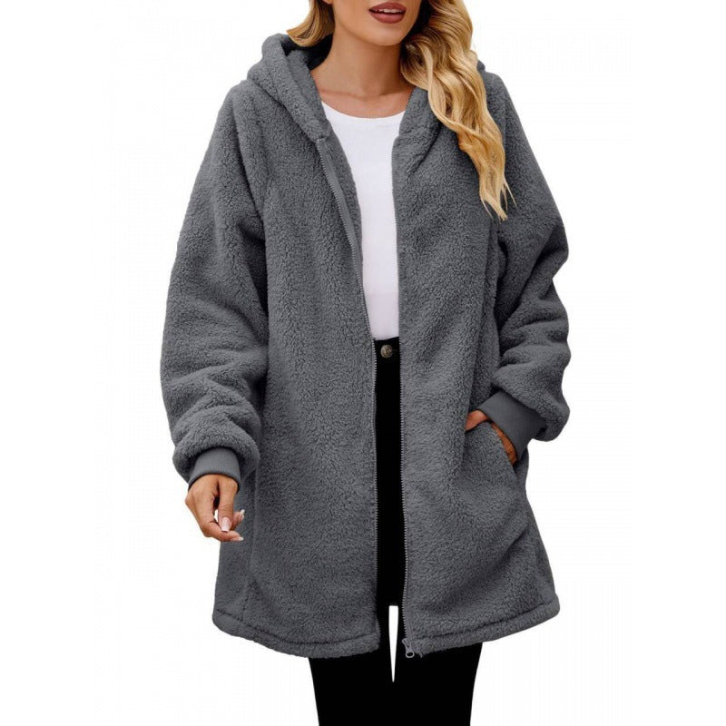 Street-wave Women's Cozy Fleece Hooded Jacket for Warmth, Soft Comfort and Style