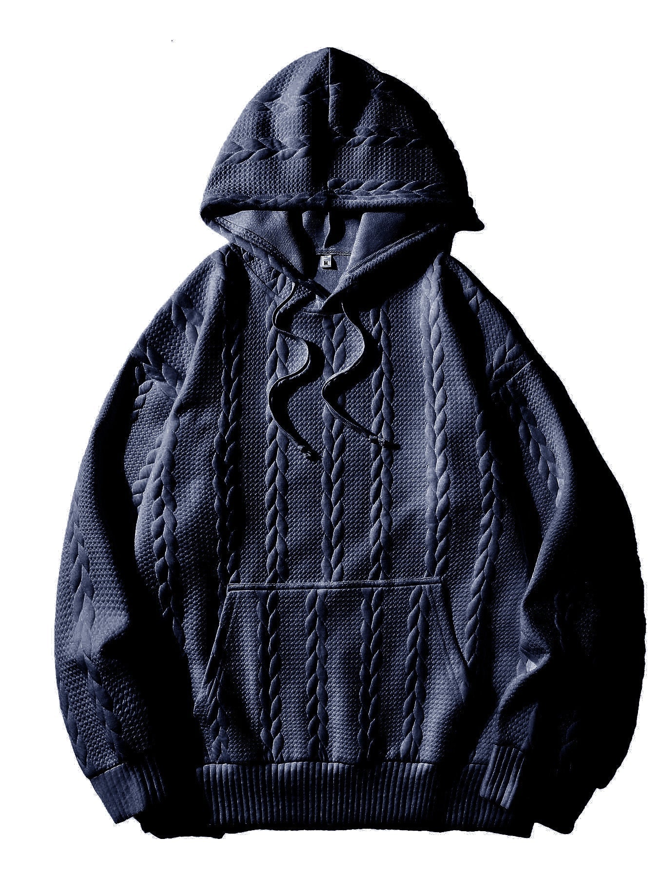 Streetwave Mens Cable Knit Hoodie With Structured Pattern For Warm Cozy Comfort