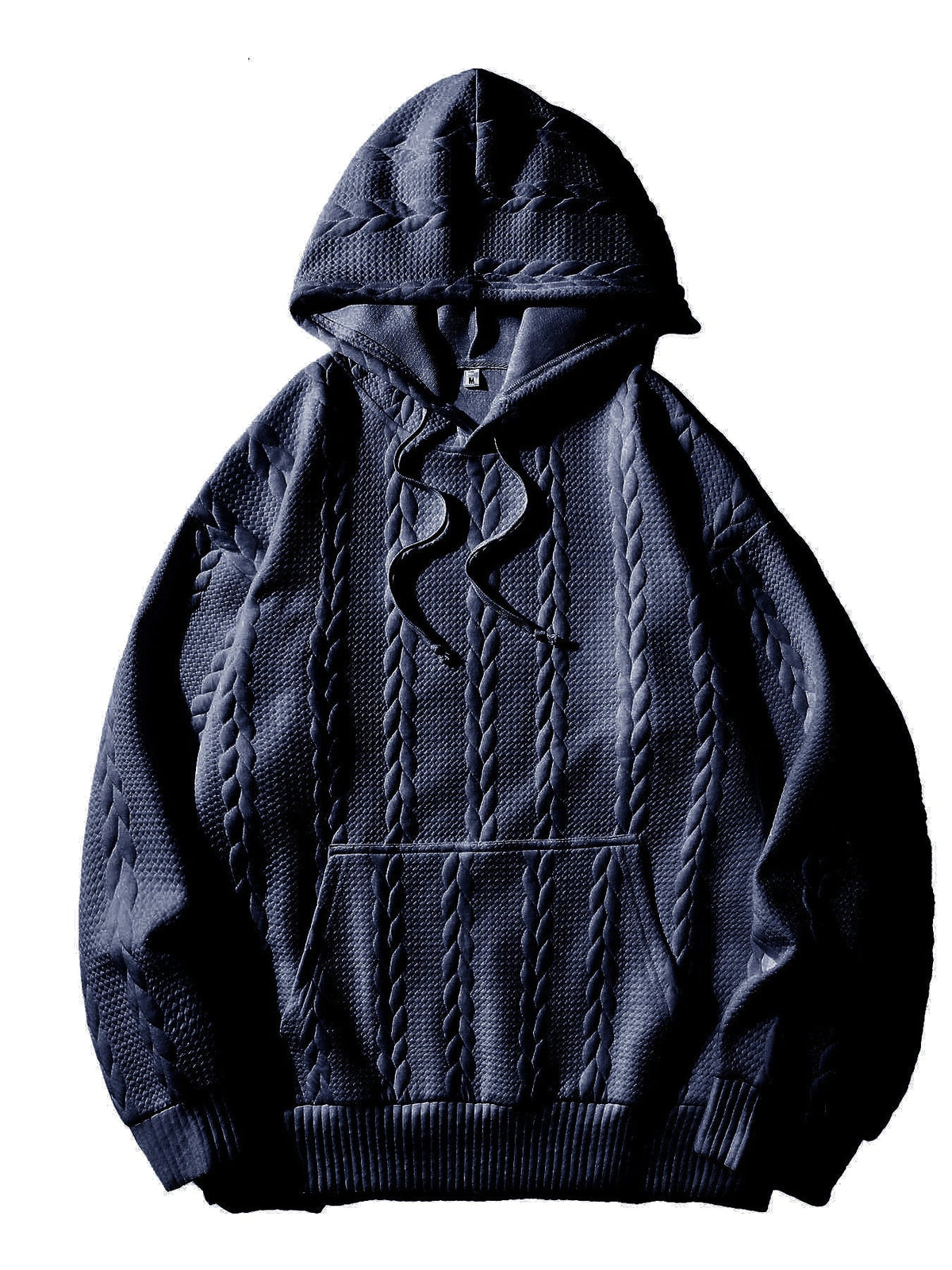 Streetwave Mens Cable Knit Hoodie With Structured Pattern For Warm Cozy Comfort