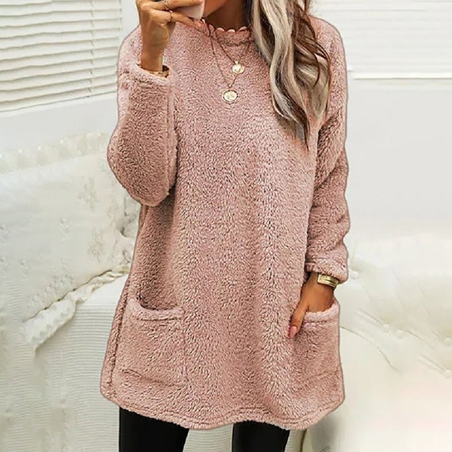 Streetwave Women Cozy Fleece Pullover With Pockets Loose Fit For Casual Comfort Everyday