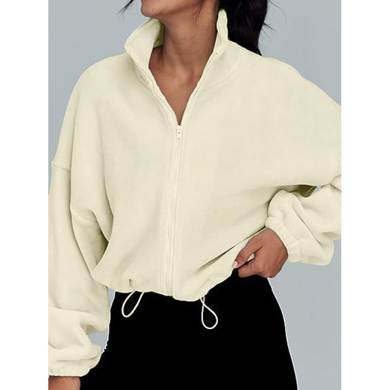 Oversize Zip Pullover for Women With High Collar Drawstring Cozy Streetwear by Streetwave