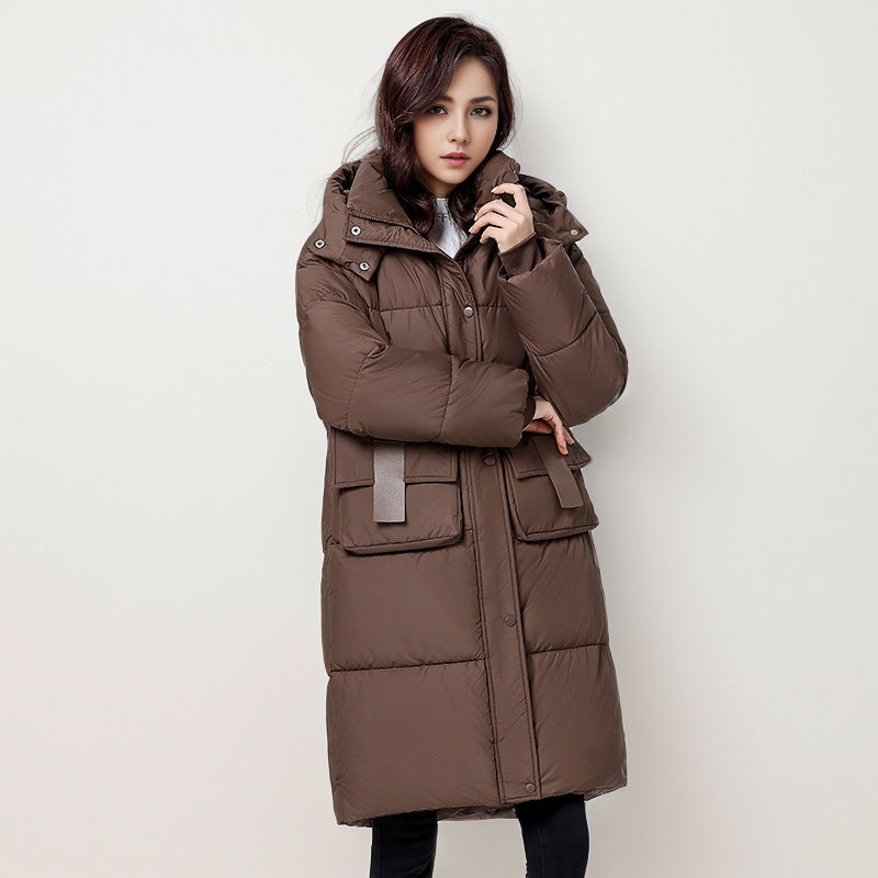 Street-wave Womens Long Puffer Coat With Warm Hood And Practical Pockets Insulated Quilted Parka
