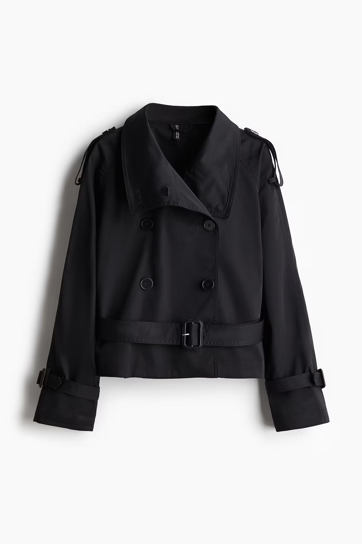Street-Wave Womens Short Trench Coat With Double Button Front Belted Tailored Fit For Women Chic