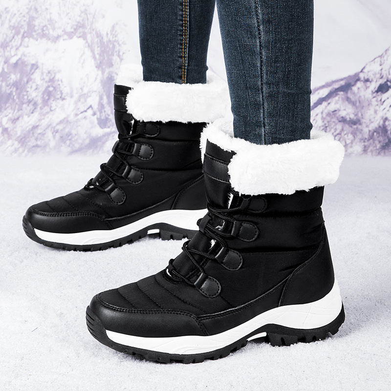 Street-Wave Quilted Ankle Boots With Faux Fur Lining Warm Durable Winter Boots For Women