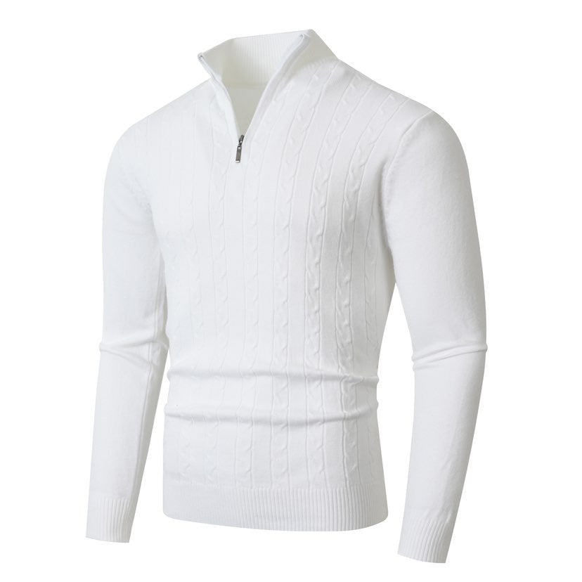 Mens Half Zip Knit Sweater With Structured Cable Knit Design Street-Wave For Men Premium Comfort Everyday