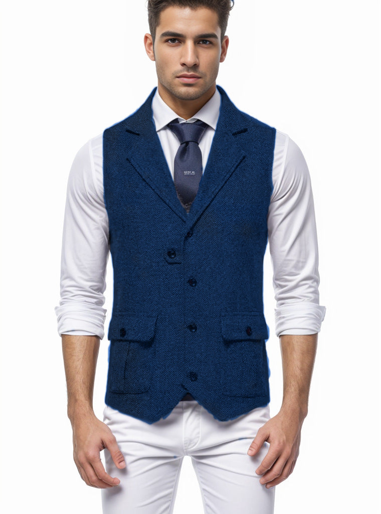 Men's Houndstooth Waistcoat Street-wave Elegant Tailored Vest for Business and Formal Events
