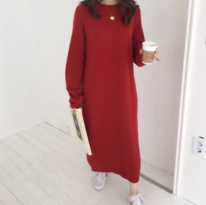 Street-Wave Women Oversized Knit Wool Dress Premium Cozy Comfort for Casual Everyday Wear