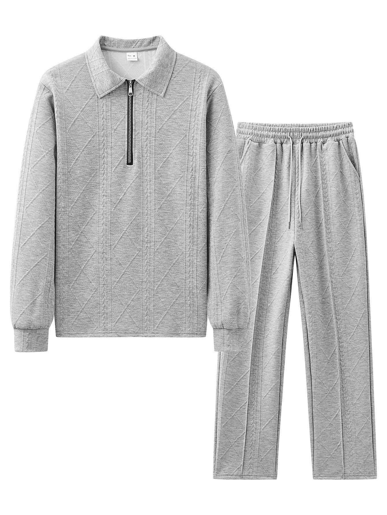 Street-wave Mens Quilted Zip Front Leisure Tracksuit With Ribbed Texture For Men Comfort And Style
