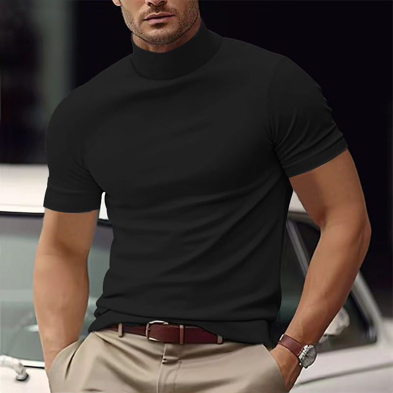 Street-Wave Mens Short Sleeve Turtleneck Tshirt Breathable Cotton Comfort For Everyday Casual Wear