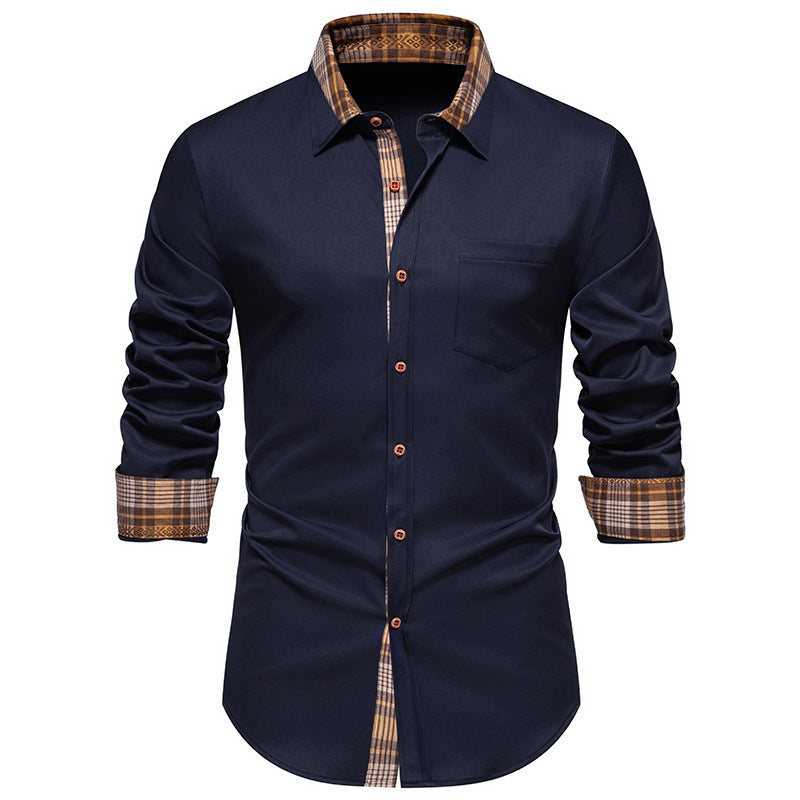 Street-wave Men's Plaid Collar Shirt With Chest Pocket For Formal Or Casual Wear Breathable Comfort