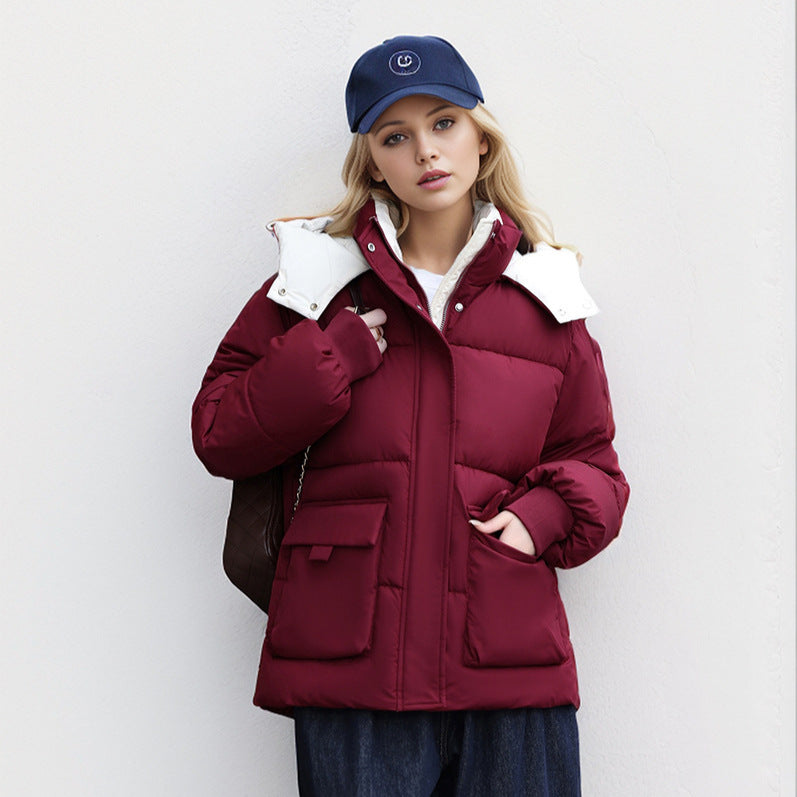 Street Wave Womens Insulated Puffer Jacket With Detachable Hood And Large Pockets