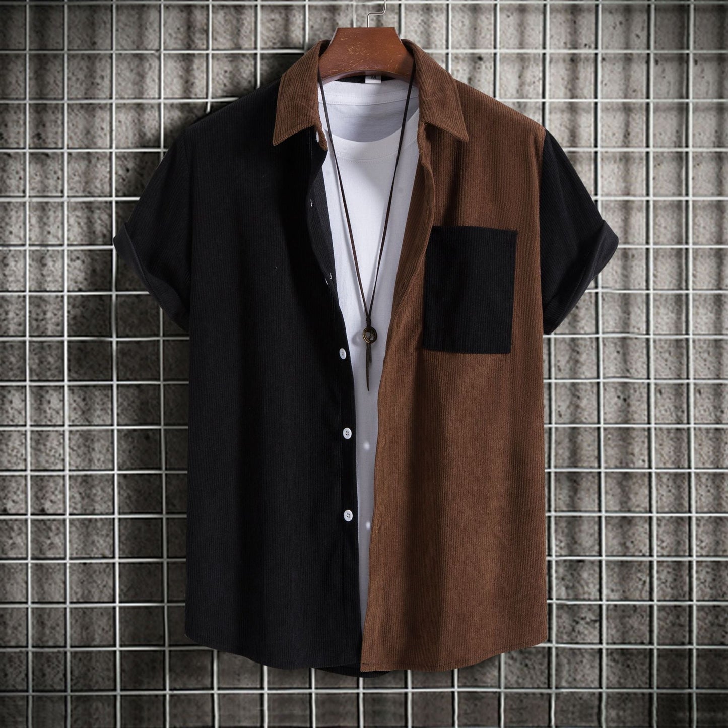 Street-Wave Breathable Textured Short Sleeve Shirt For Trendsetting Men Modern Design