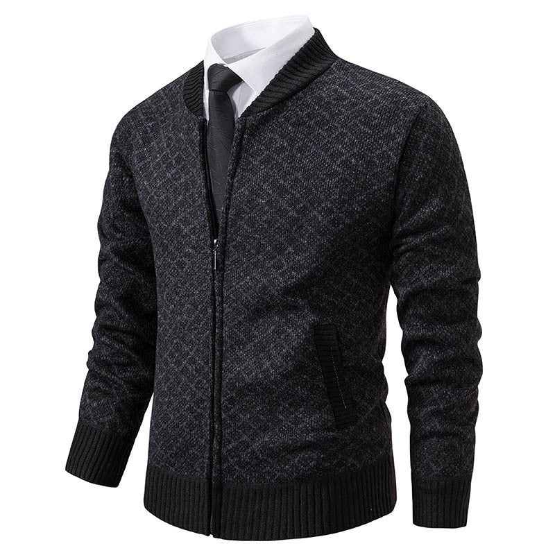 Street Wave Mens Zip Cardigan With Modern Structured Knit Design For Style Conscious Men