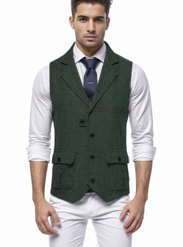 Men's Houndstooth Waistcoat Street-wave Elegant Tailored Vest for Business and Formal Events