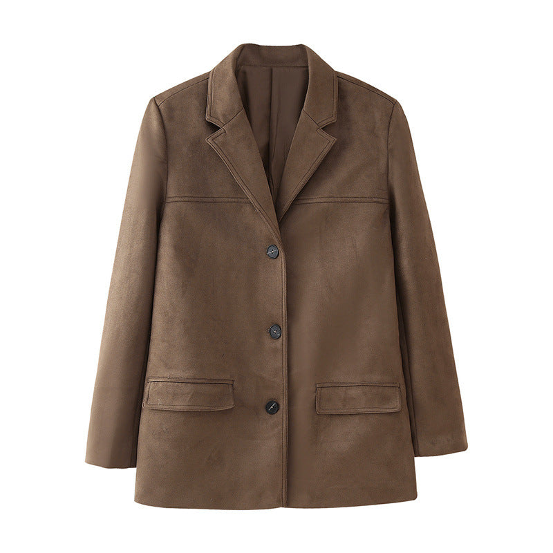 Street-wave Elegant Suede Blazer Jacket For Women Timeless Style And Comfortable Fit
