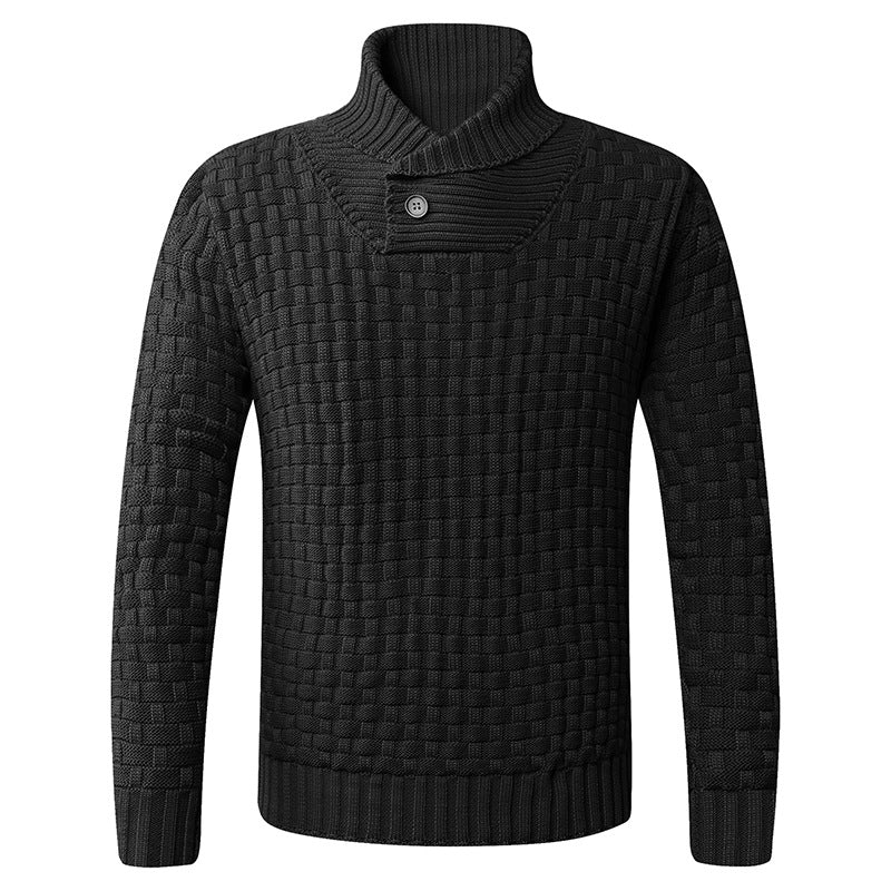 Street Wave Mens Knit Pullover With Modern Mock Neck Button Details Textured Cable Pattern Comfort