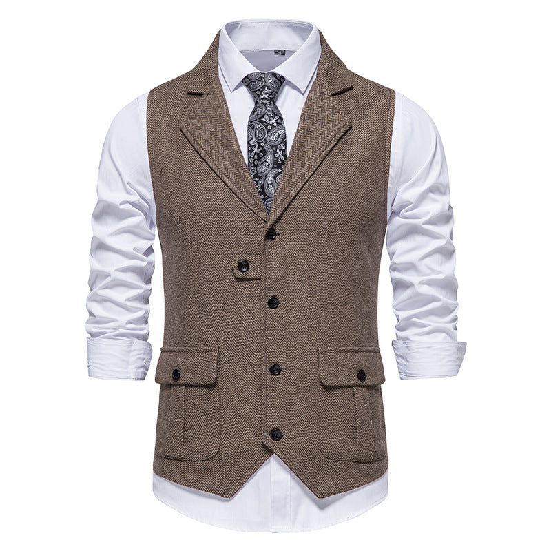 Street-wave Mens Herringbone Waistcoat Vest Premium Fabric For Formal Events And Style Savvy Professionals