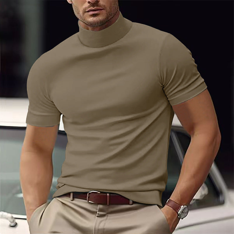 Street-Wave Mens Short Sleeve Turtleneck Tshirt Breathable Cotton Comfort For Everyday Casual Wear
