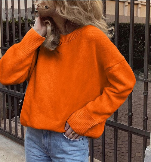 Street Wave Womens Oversized Knit Sweater With Fine Knit Pattern And Wide Cuffs Cozy And Stylish