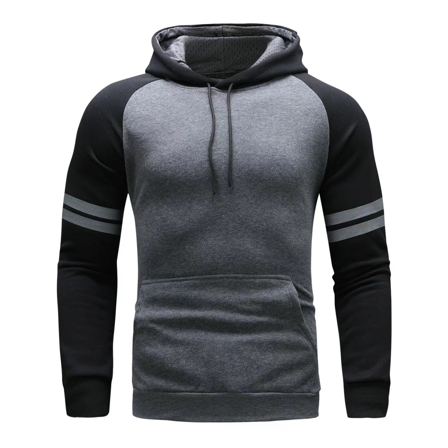 Mens Hooded Sweatshirt Pullover Raglan Sleeve Regular Fit Cotton Blend Athleisure