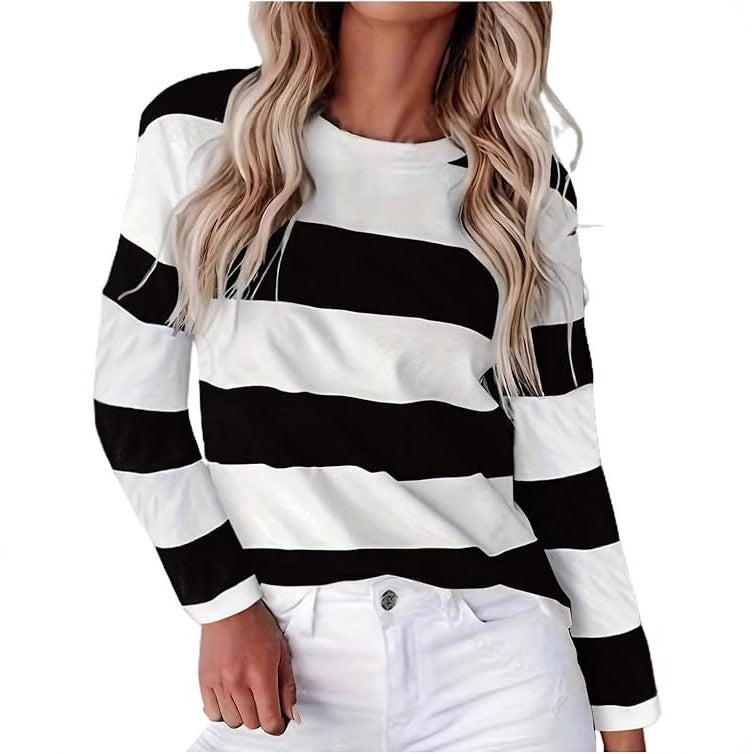 Street Wave Womens Striped Long Sleeve Shirt For Casual Everyday Style And Comfort
