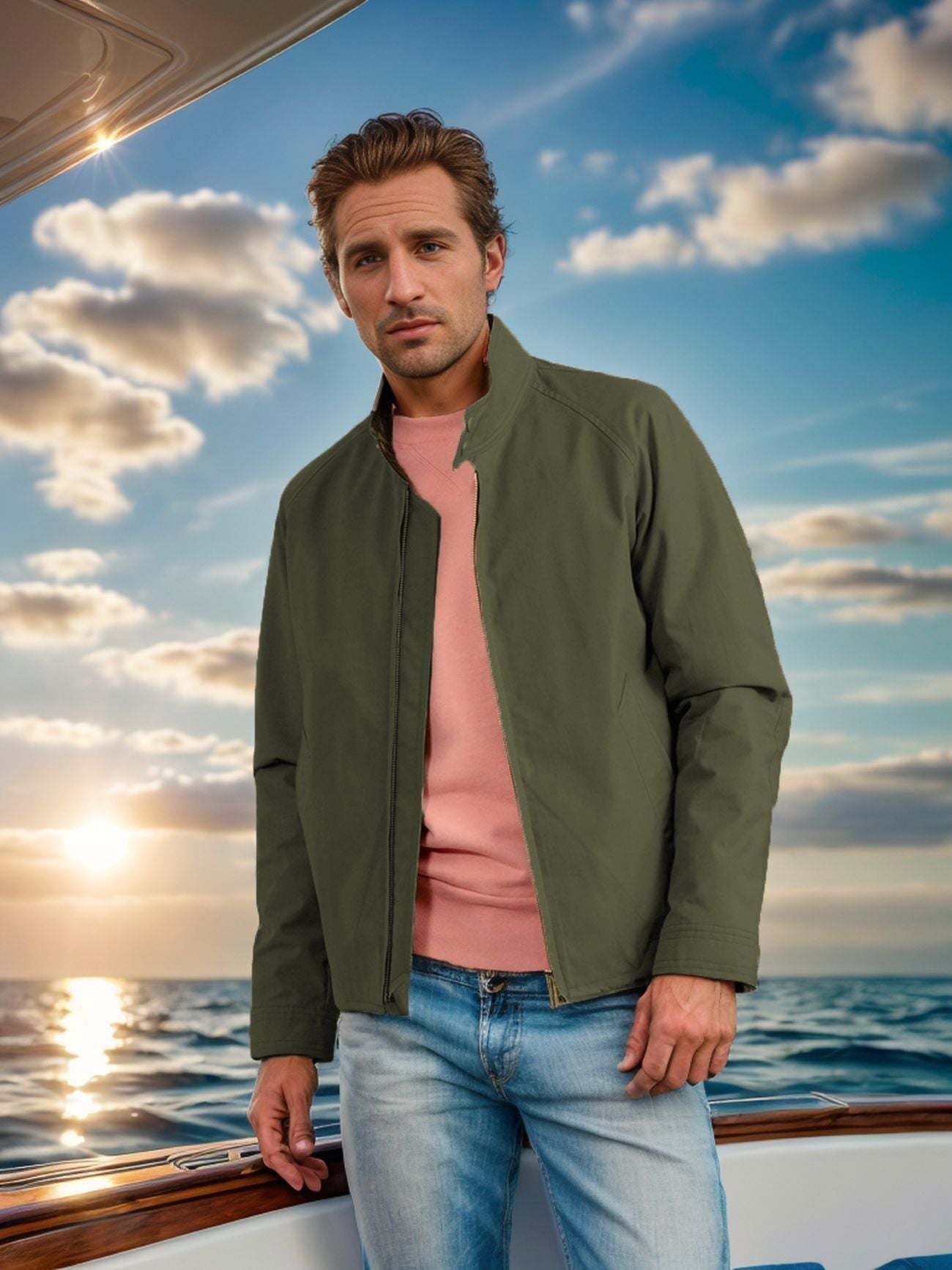 Street-Wave Men's Casual Modern Transitional Jacket for Spring and Autumn Lightweight Yet Durable