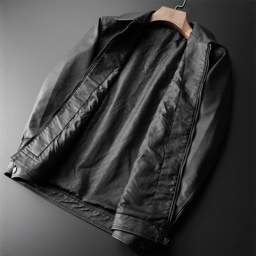 Street-Wave Nordic Flair Men's Jacket With Tailored Fit And Smooth Leather Look Stand Collar Zipper Closure