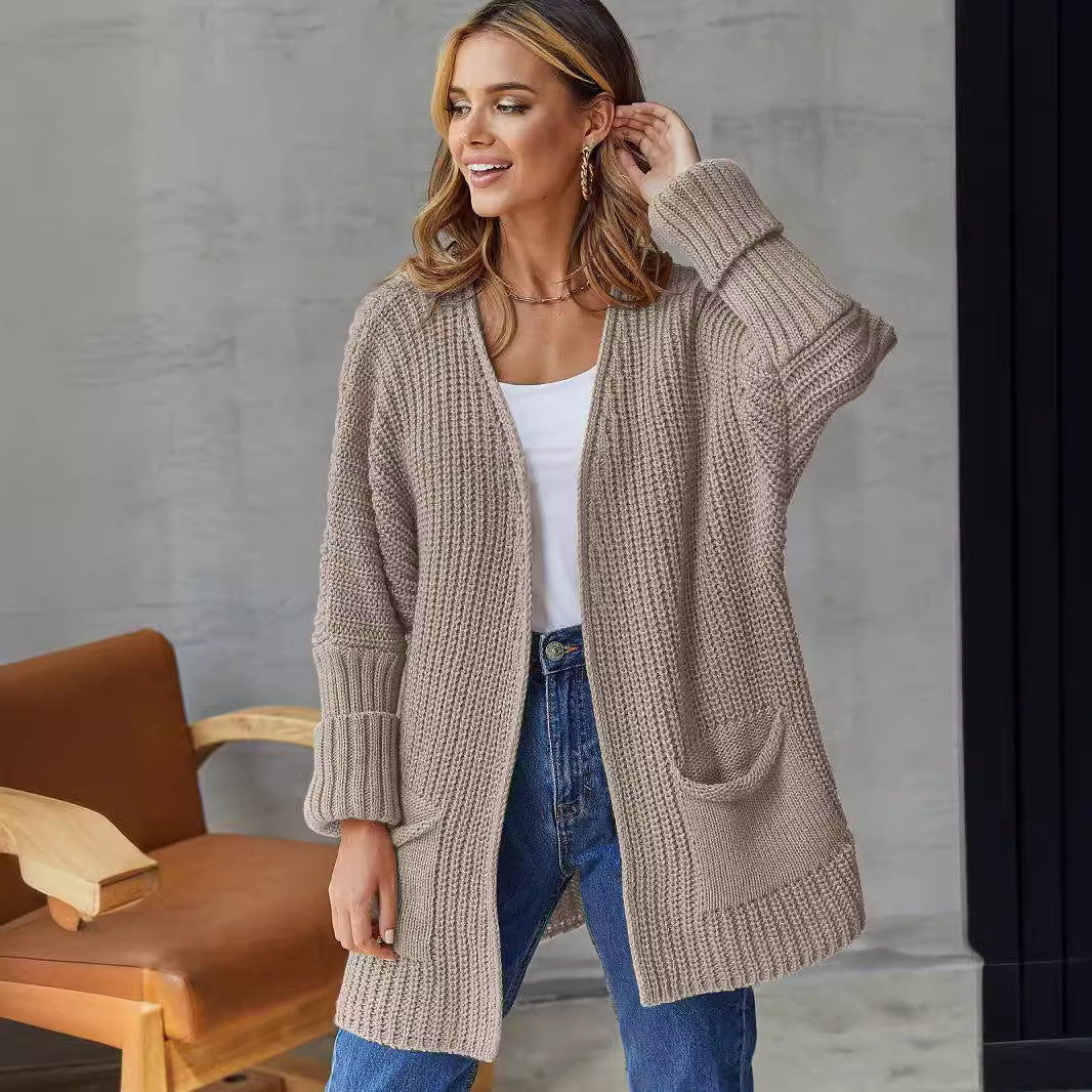 Street-wave Women's Knit Cardigan With Generous Pockets, Cozy Soft Knit for Everyday Casual Wear