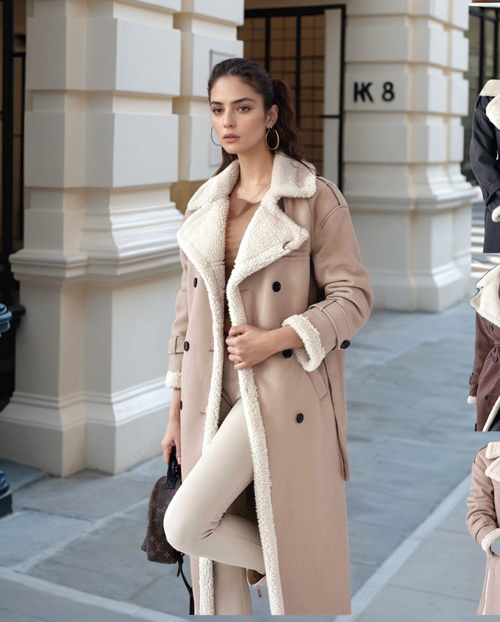 Street Wave Long Teddy Trench Coat For Women With Luxurious Shearling Lining For Winter Wardrobe