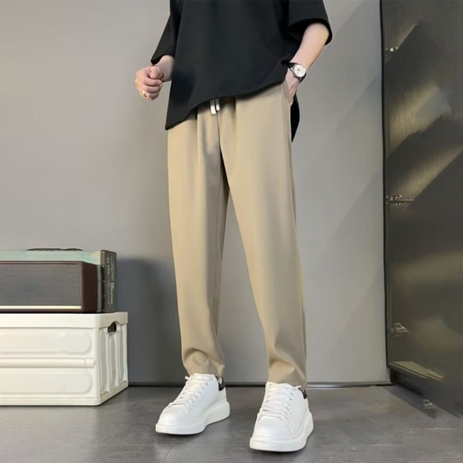 Mens Trousers Straight Leg Relaxed Fit Breathable Fabric Drawstring Closure Nordic Flair By Street-Wave
