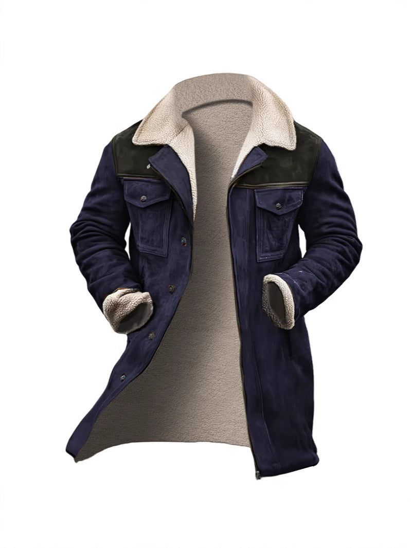 Street Wave Mens Suede Leather Jacket With Premium Warm Fleece Lining For Cold Weather All Winter