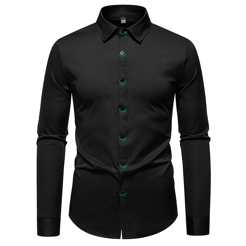Streetwave Men's Elegant Long Sleeve Shirt With Eye Button Details For Modern Fashion Conscious Men