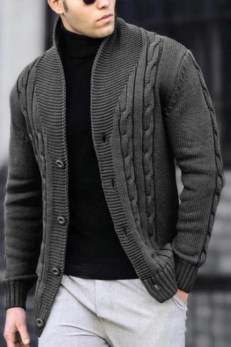 Street-wave Mens Cable Knit Cardigan With Durable Button Closure For Cool Days Everyday
